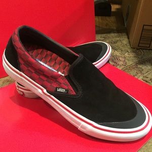 Men’s Baker Rowen Vans Pro Red/Black suede slip-on